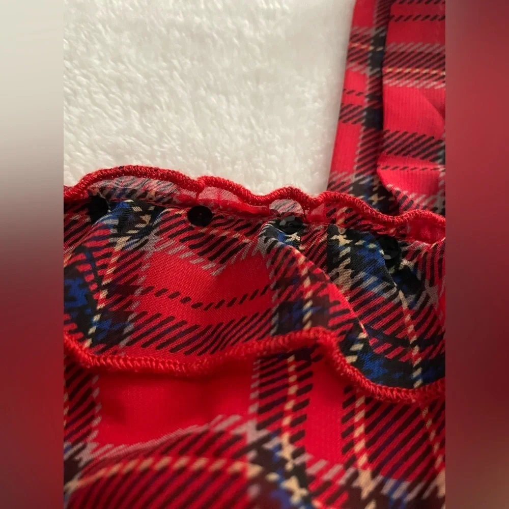 Justice Girls size 8 Vibrant Red and Blue Plaid Shirt